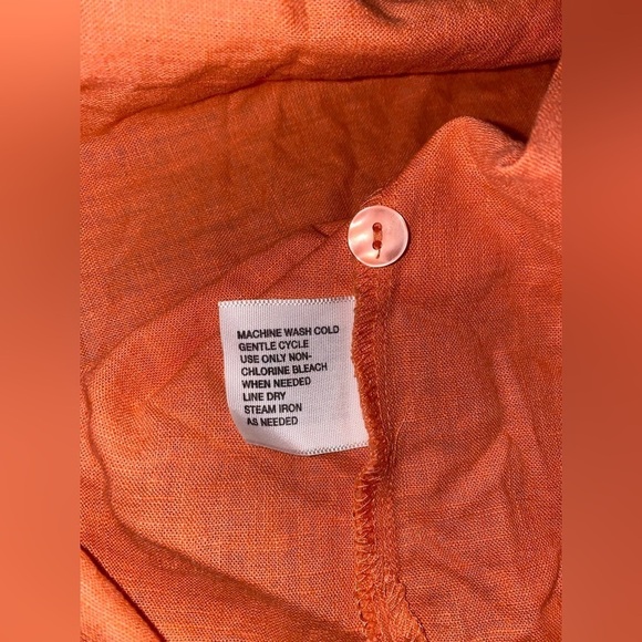 Liz Baker Linen Blend Roll Tab Sleeve Top Beach Vacay Women M Summer Travel - Picture 5 of 8